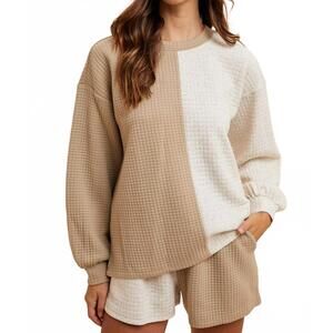 NEW ANNIEWEAR women's lounge set in cream sugar